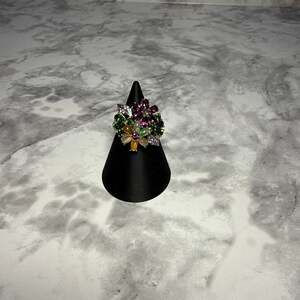 4.51ctw Ethiopian Opal & Multi Gemstone 925 Sterling Silver Flower Ring 10 -